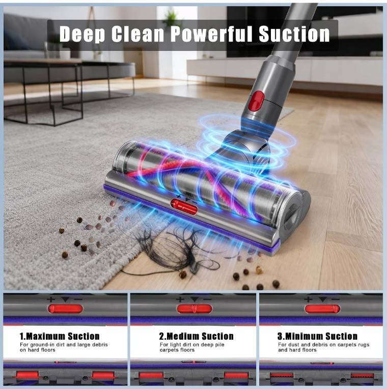 NEW Direct Drive Vacuum Head For Dyson V7 V8 V10 V11 V15 Anti-Tangle LED Light