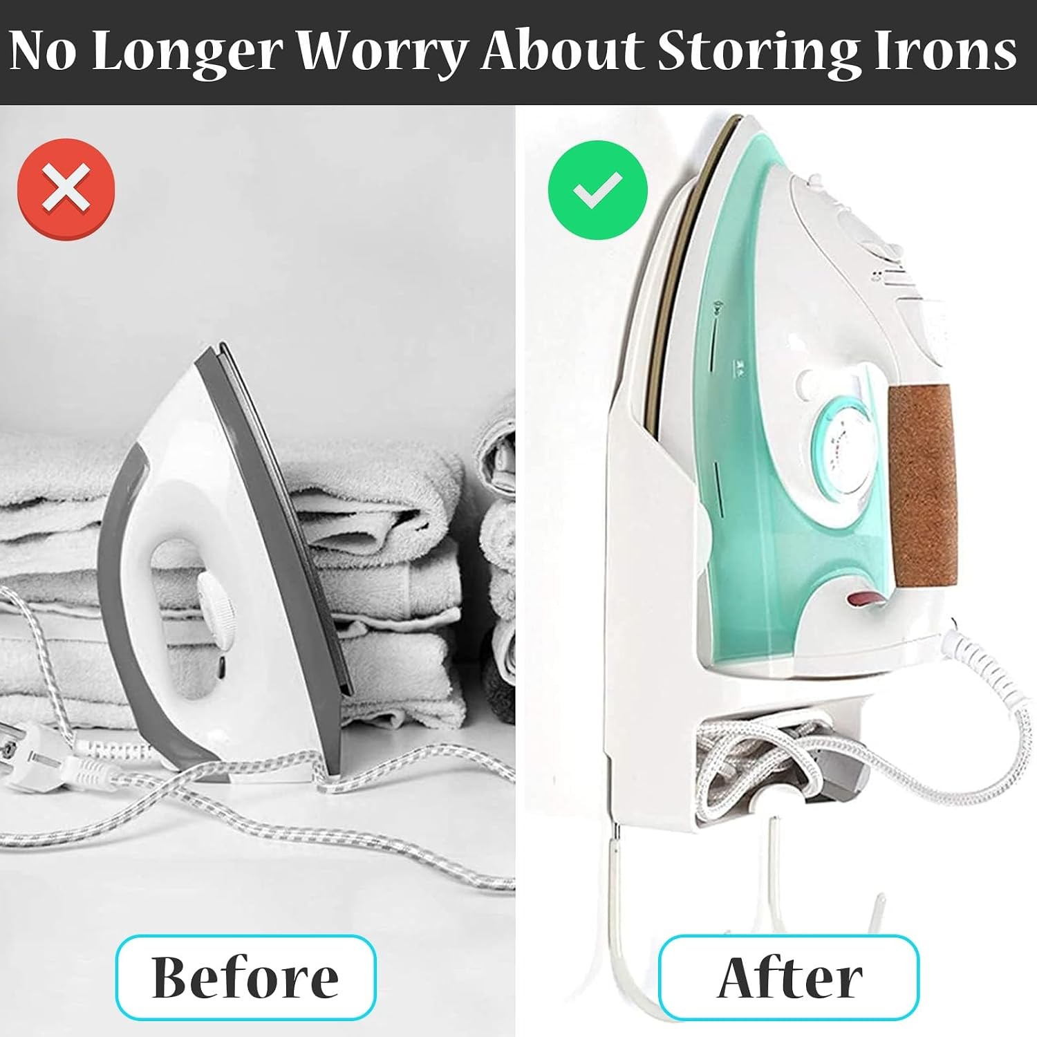Ironing Board Hanger Wall Mount Electric Iron Holder Ironing Board Rack Black