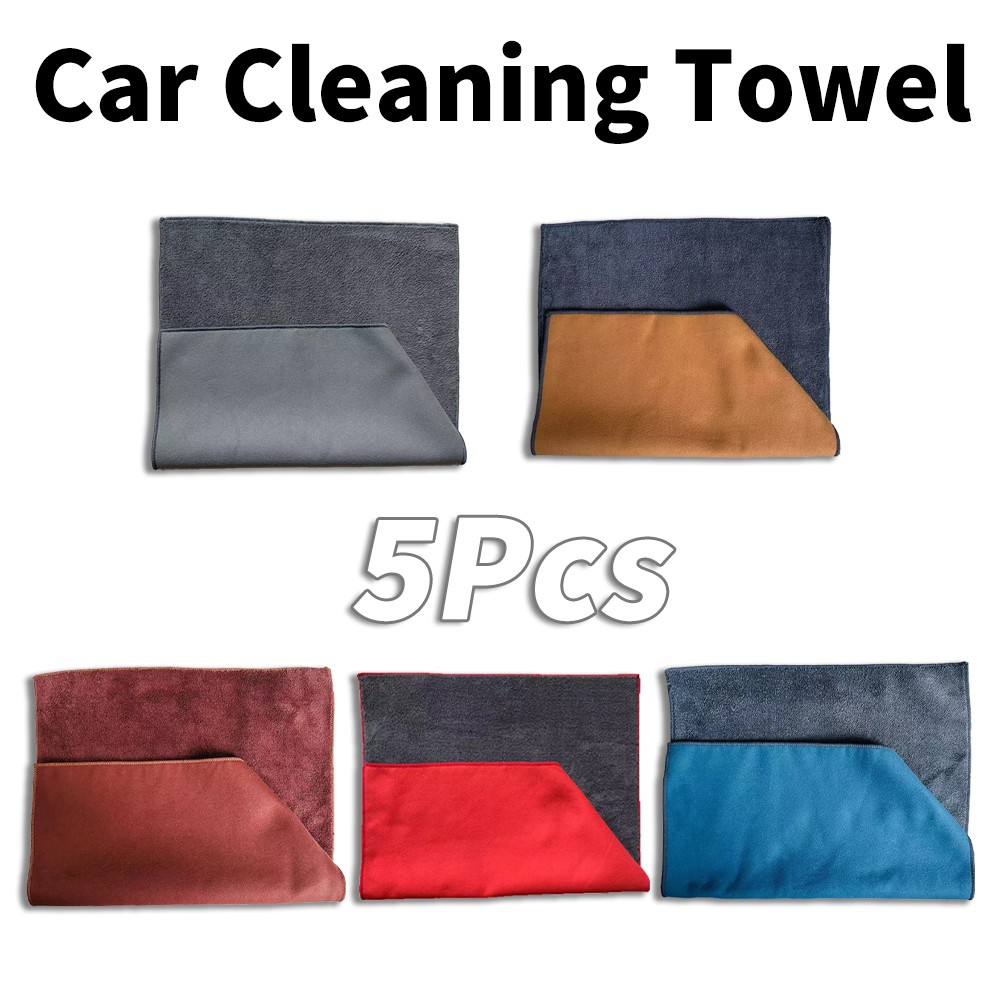 5PCs Microfiber Cleaning Cloth Towel Rag Car Polishing No Scratch Auto Detailing
