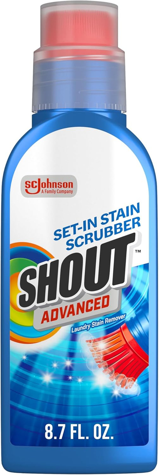 Shout Advanced Ultra Concentrated Laundry Stain Remover Gel Scrubber Brush 8.7oz