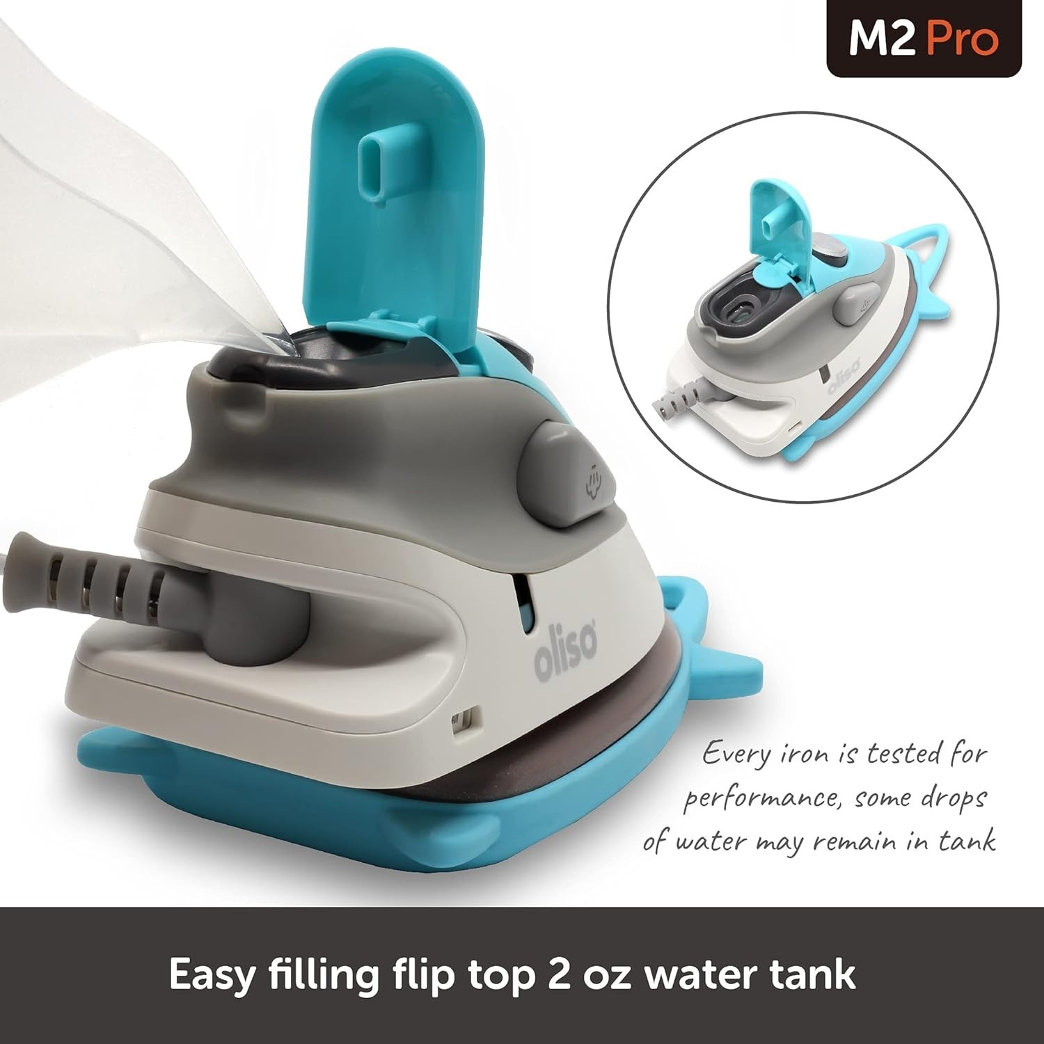1000W Mini Steam Iron Dual Voltage Travel Iron Ceramic Soleplate Turquoise
