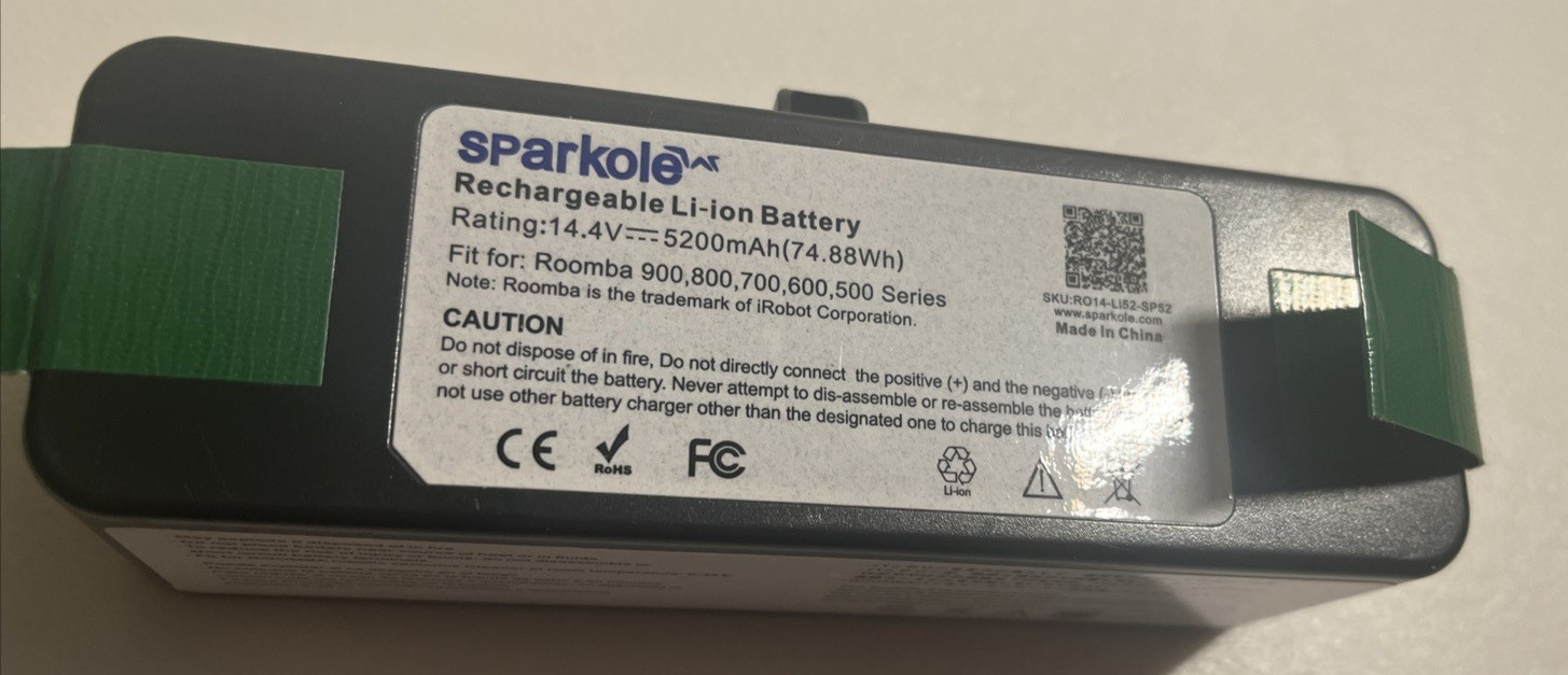 SPARKOLE 5200mah 14.4V li-ion battery for irobot roomba vacuum 900,800,700,600,5