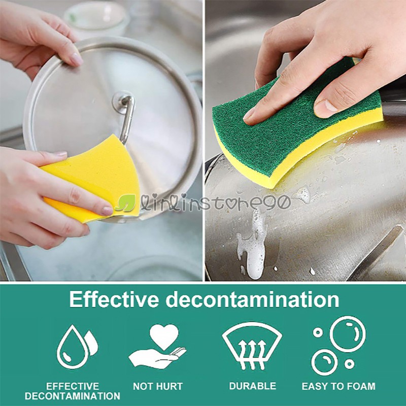 6~72Pack Scrub Scrubbing Sponges Kitchen Cleaning Non-Scratch Stove Dish Sponge