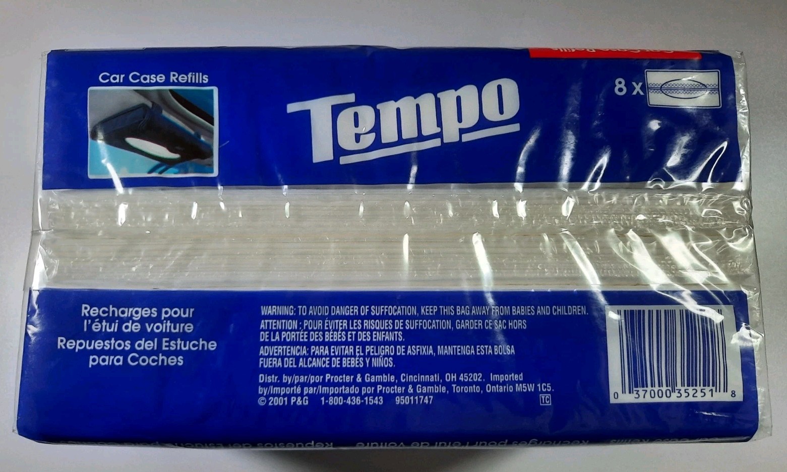NOS Tempo Tissues Car Case Refills 8 Pack of Inserts Car Visor Holder 192 Total