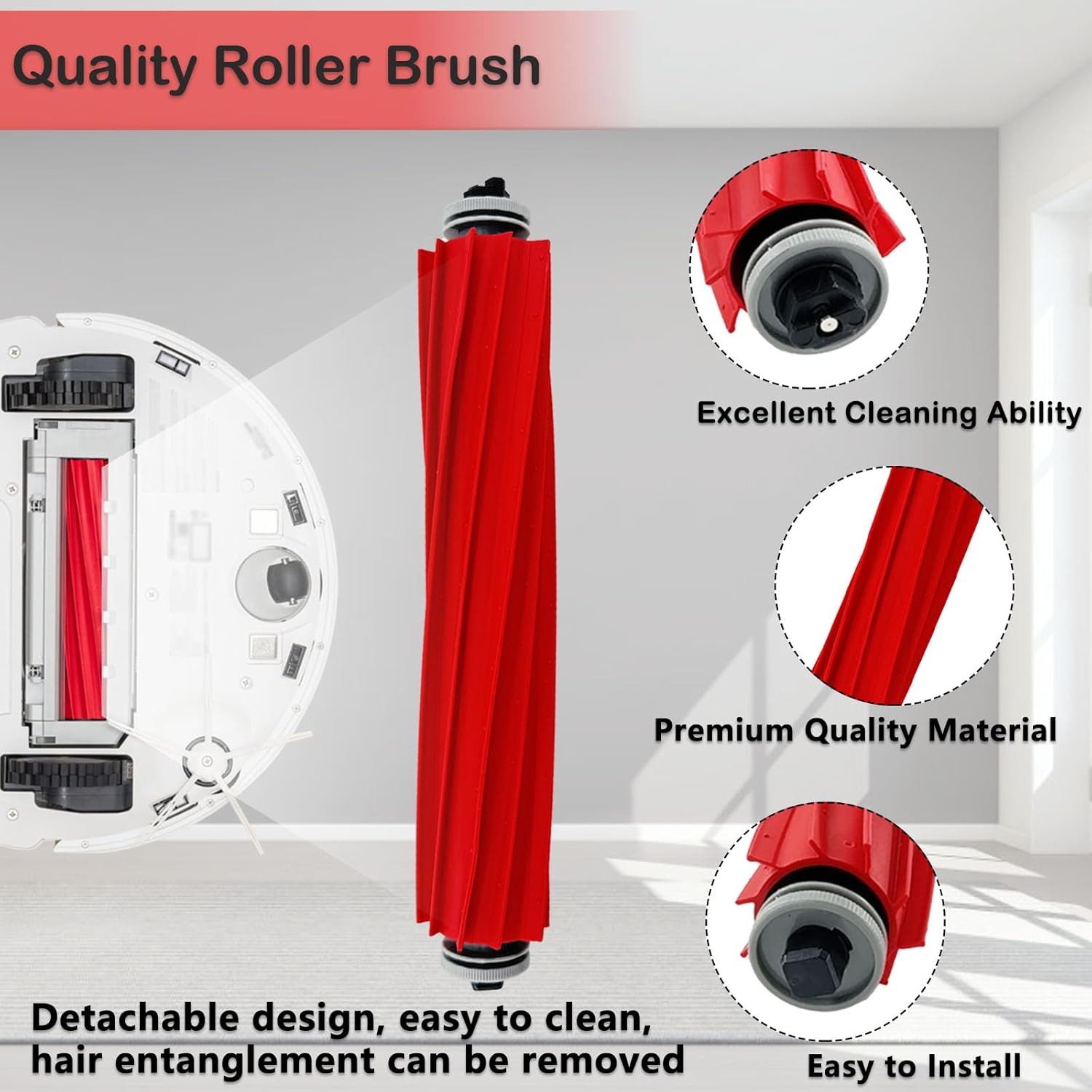 2 Pack Rubber Roller Brushes Replacement for Roborock QV 35A 35S Q7 Q7 Q7 Max