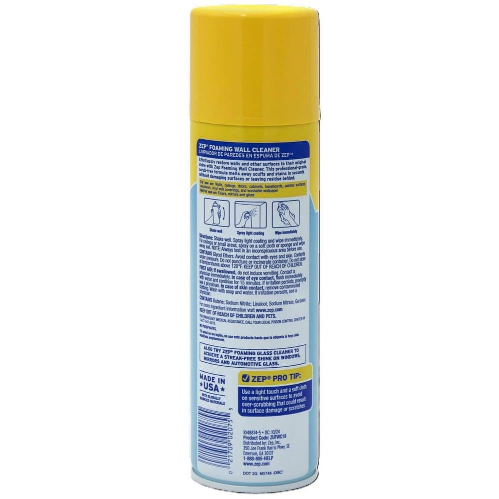 ZEP 18 Oz Foaming Wall Cleaner Scuff Mark Dirt Stain Remover Pack of 2