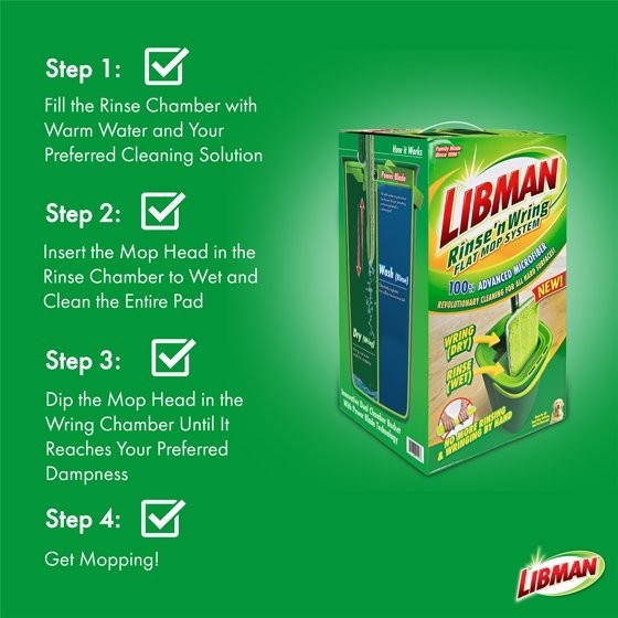 Libman Rinse N Wring Flat Mop System with Microfiber Pad