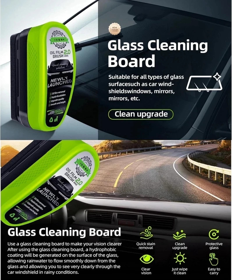 2025 New Automotive Oil Film Cleaning Brush, Clear Vision Glass Cleaner US