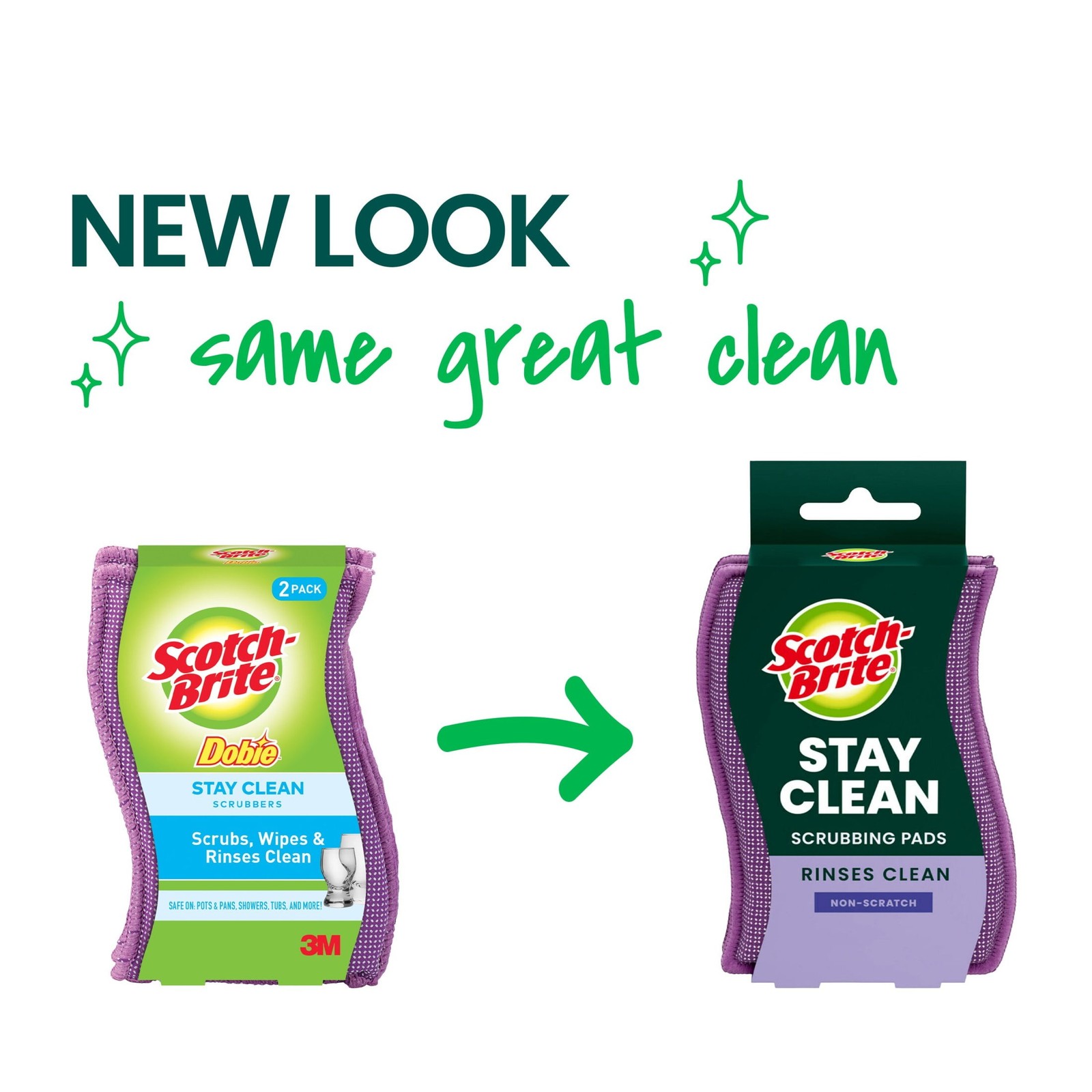 (3 pack) Scotch-Brite Dobie Stay Clean Scrubbers, 2 Count