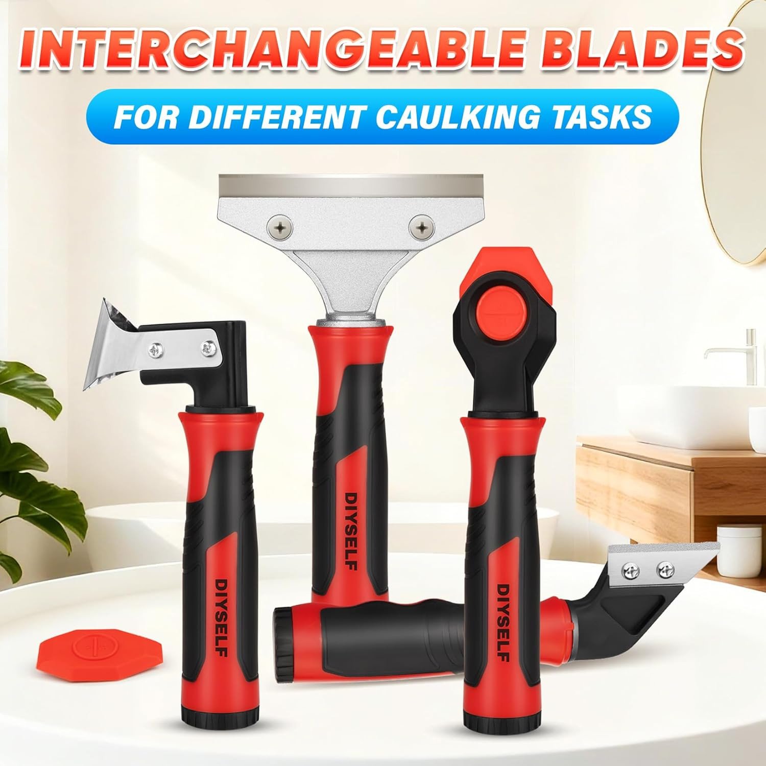 Caulking Tool, 4 in 1 Caulk Remover Tool for Bathroom, Bathtub, Grout, Shower, T