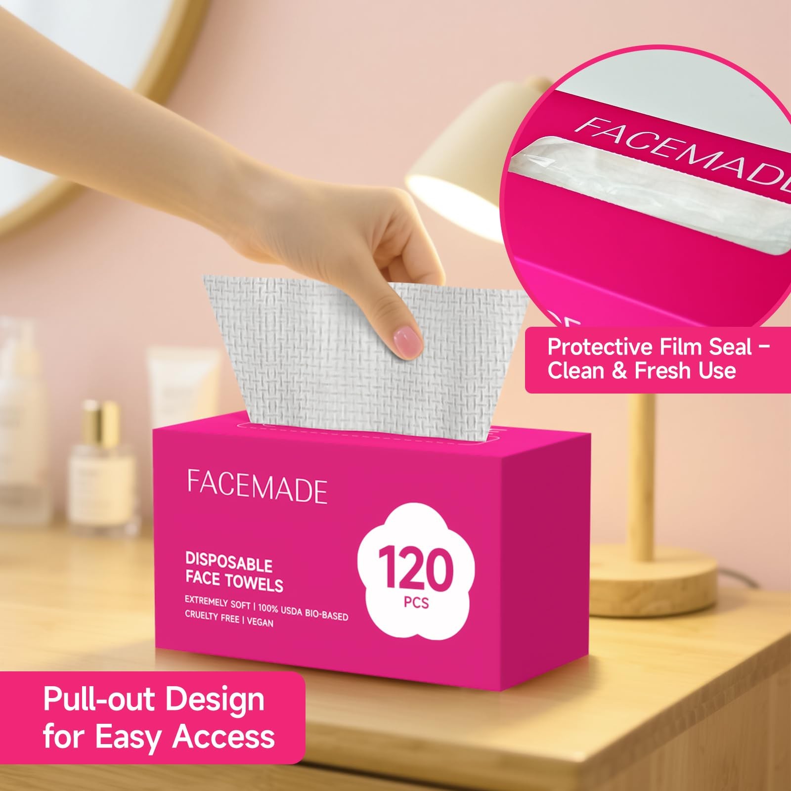 FACEMADE 120 Count Face Towels Disposable 120 (Pack of 1)
