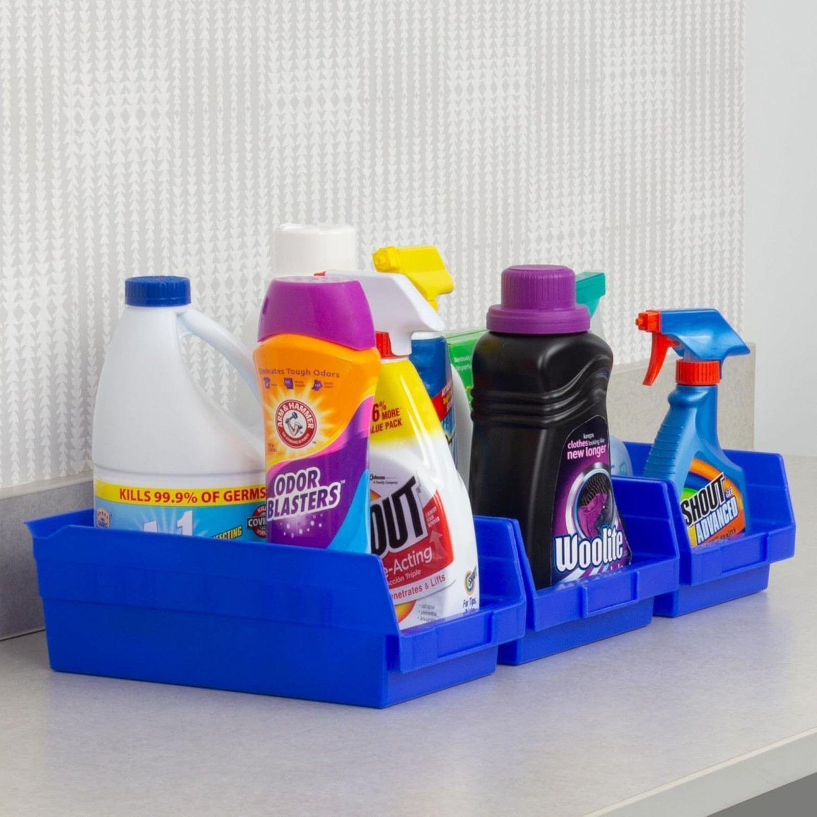 Akro-Mils 12 Pack AkroBins Plastic Storage Bins, Space-Saving Organizers, Blue