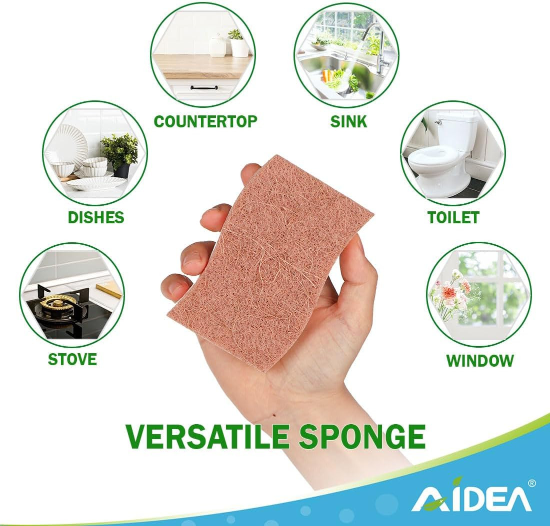 Non Scratch Scrub Sponge, 6Count, Natural Sponge for Non Stick Cookware, Sponges