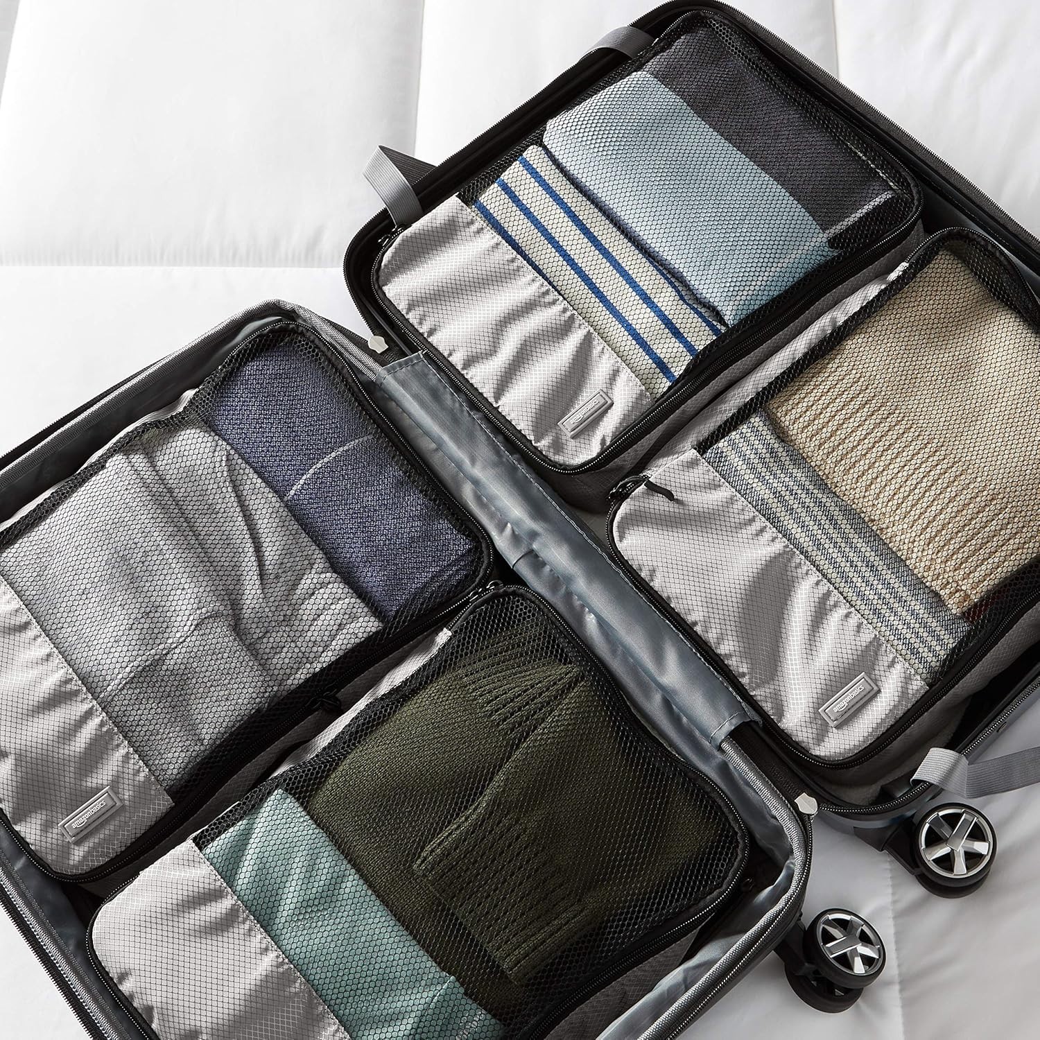 Travel Smart: Medium Packing Cubes Set with Double Zippers – Gray Polyester