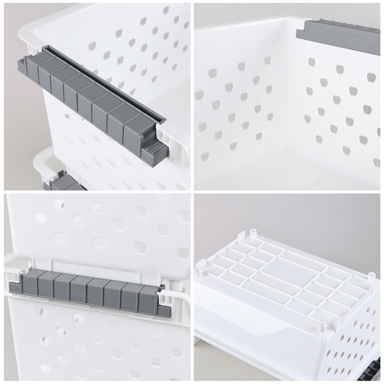 Cand Stackable Plastic Bins – 4 Packs White Large Plastic Stackable Storage Bins