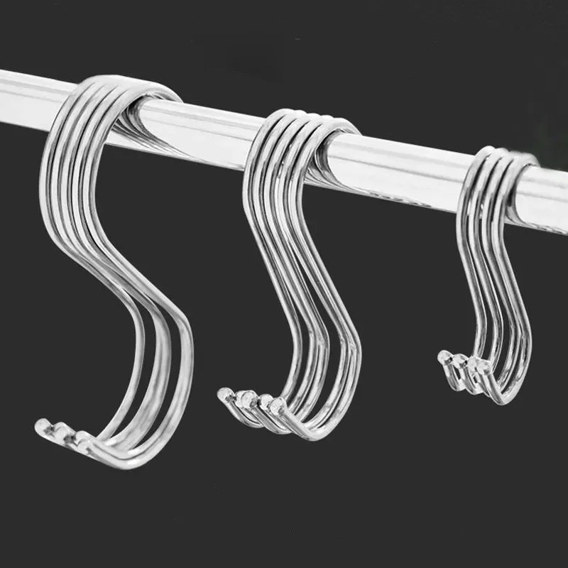 10-50pc Stainless Steel S Hooks Kitchen Meat Pan Utensil Clothes Hanger Hanging