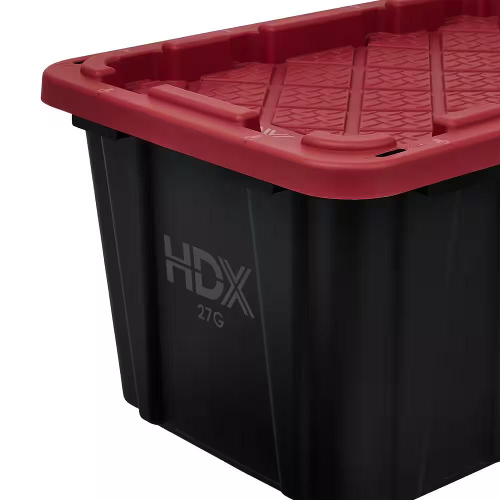27 Gal. Tough Storage Tote in Black and Red