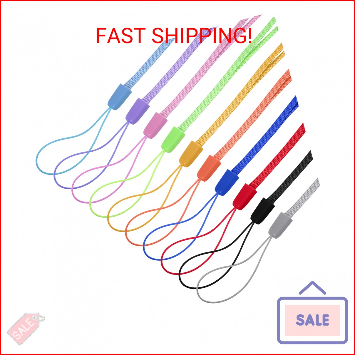 Wisdompro 20 Pack 7 Inch Short Hand Wrist Strap Lanyard – Assorted Colors