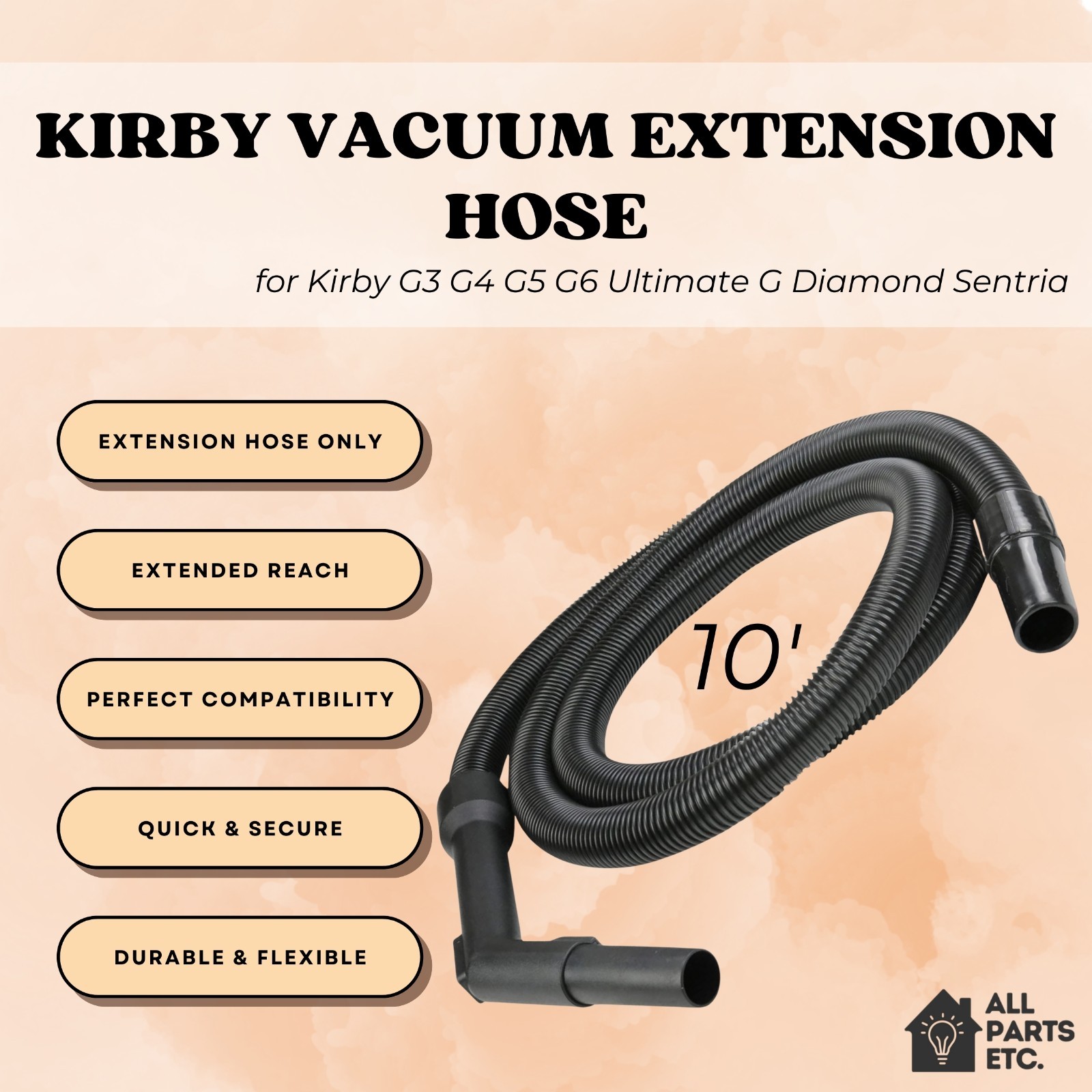 10 ft Vacuum Hose for Kirby Vacuum G3/G4/G5/G6 Ultimate G Diamond Sentria Avalir