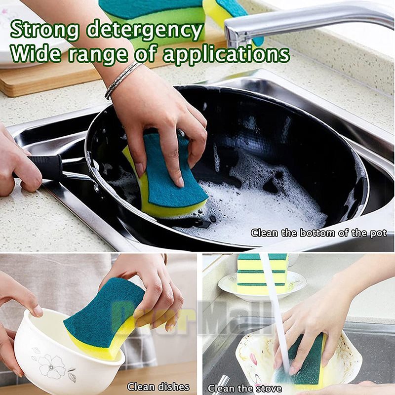 6-72 pcs Scrub Scrubbing Sponges Kitchen Cleaning Non-Scratch Stove Dish Sponge
