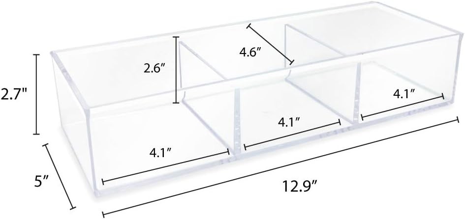 Large 3-Compartment Acrylic Stackable Organizer 12.9″ L x 5″ W x 2.7″ H