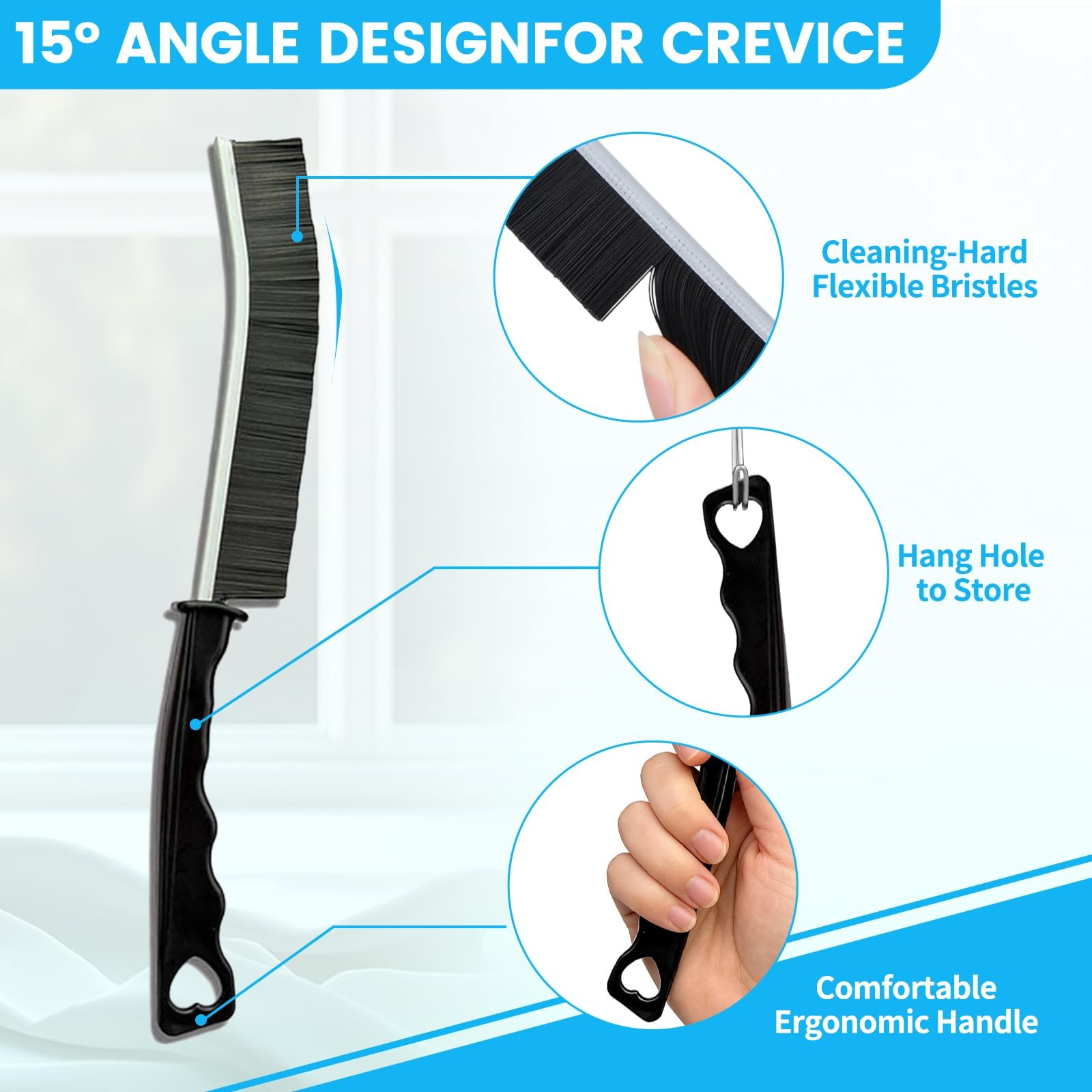 16Pcs Crevice Cleaning Brush Set, Hard Bristle Scrub Brushes Tools for Deep C…