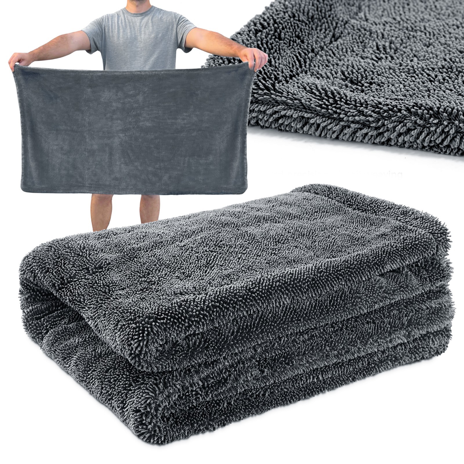 Water Absorbing Car Wash Microfiber Drying Towel Twisted Loop 24 x 35″ 1500GSM