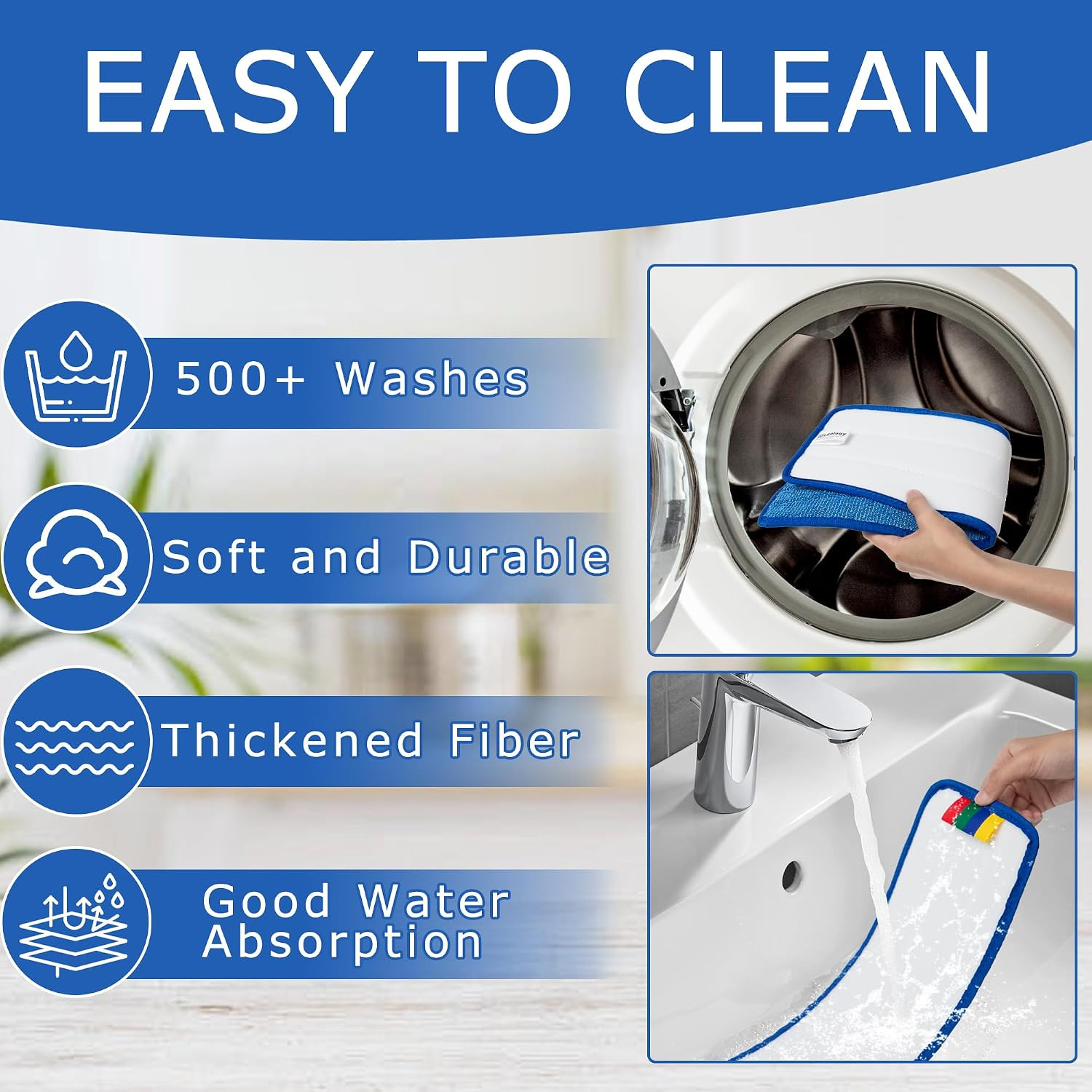 12 Pack Replacement Microfiber Pad – Thick – Universal Commercial 17-18 Inch Mop