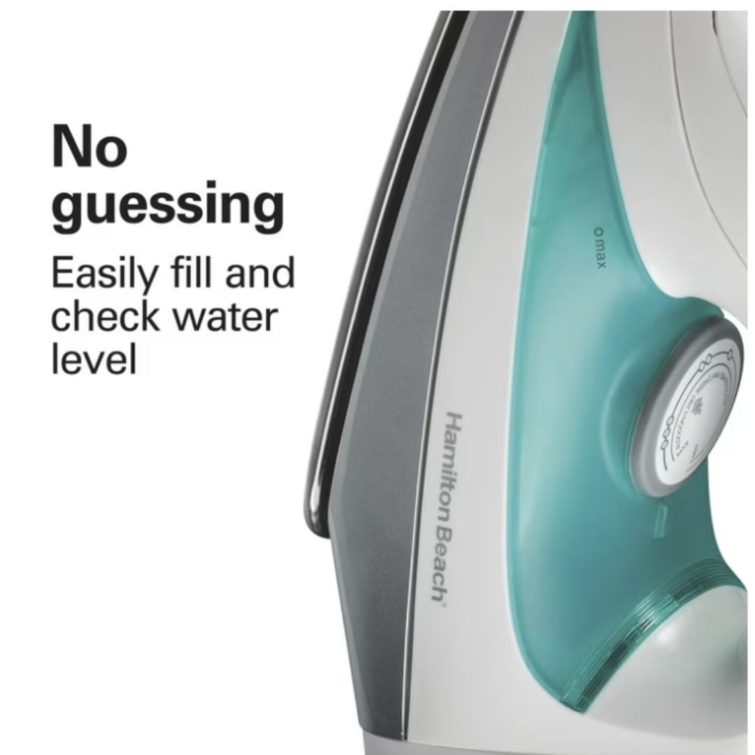 Hamilton Beach Steam Iron for Clothes with Stainless Steel Soleplate, Retractabl