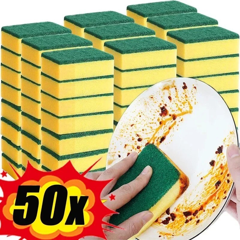 10/50 Pack Kitchen Cleaning Sponges Scourers Washing Up Non-Scratch for Dish Pad