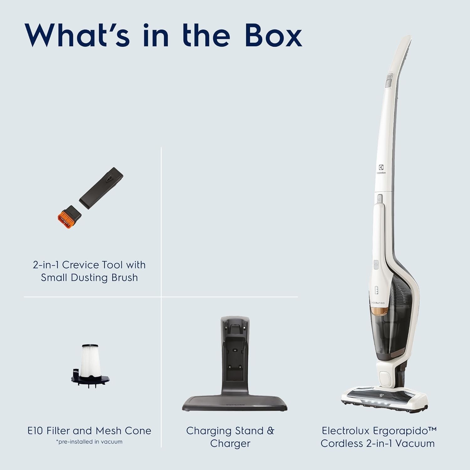 Ergorapido Cordless 2-in-1 Vacuum Cleaner with High Suction Power and 180° Ea…