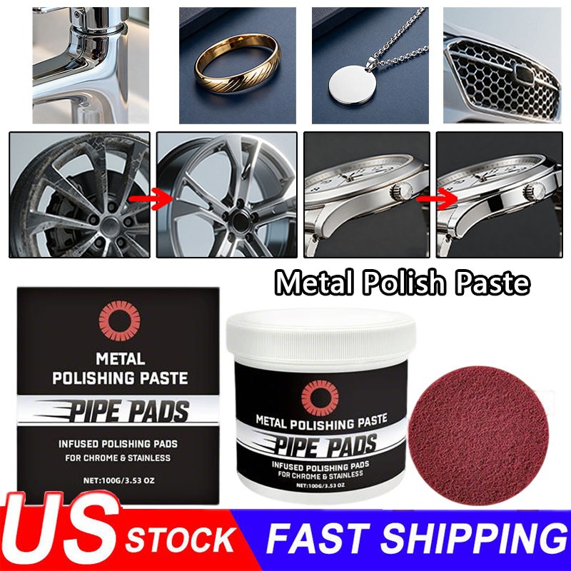 Metal Polish Paste Protectant Scratch Remover Pipe Infused Polishing Pads100g
