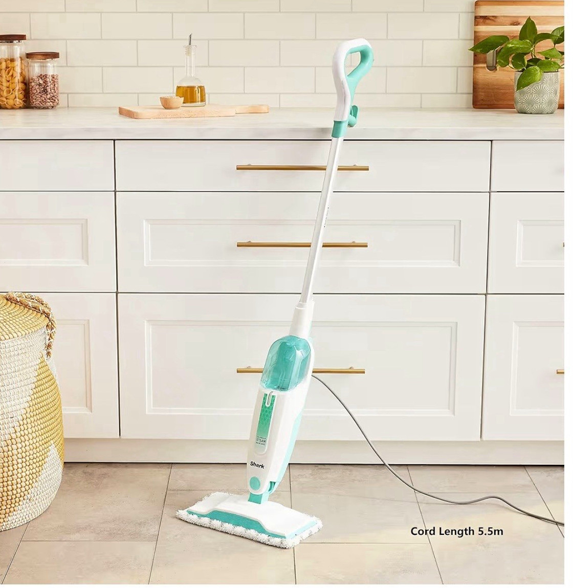 Shark Corded Steam Mop Lightweight 30 Sec Heat Hard Floors White/Blue + Cloth
