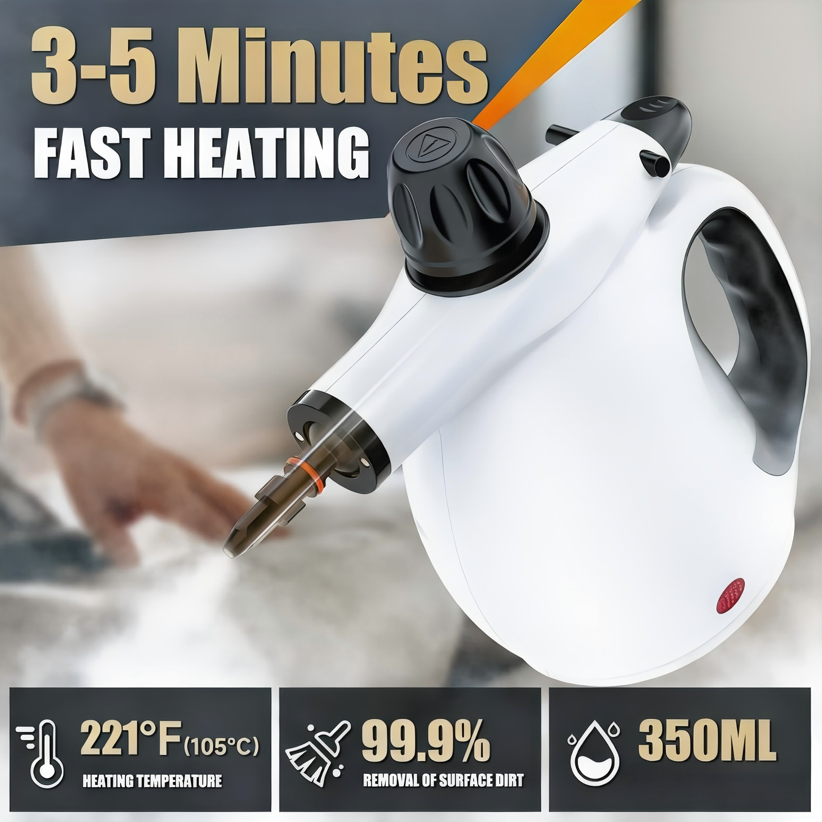 Professional Handheld Steam Cleaner 1200W with 12 Attachments for Multi-Purpose