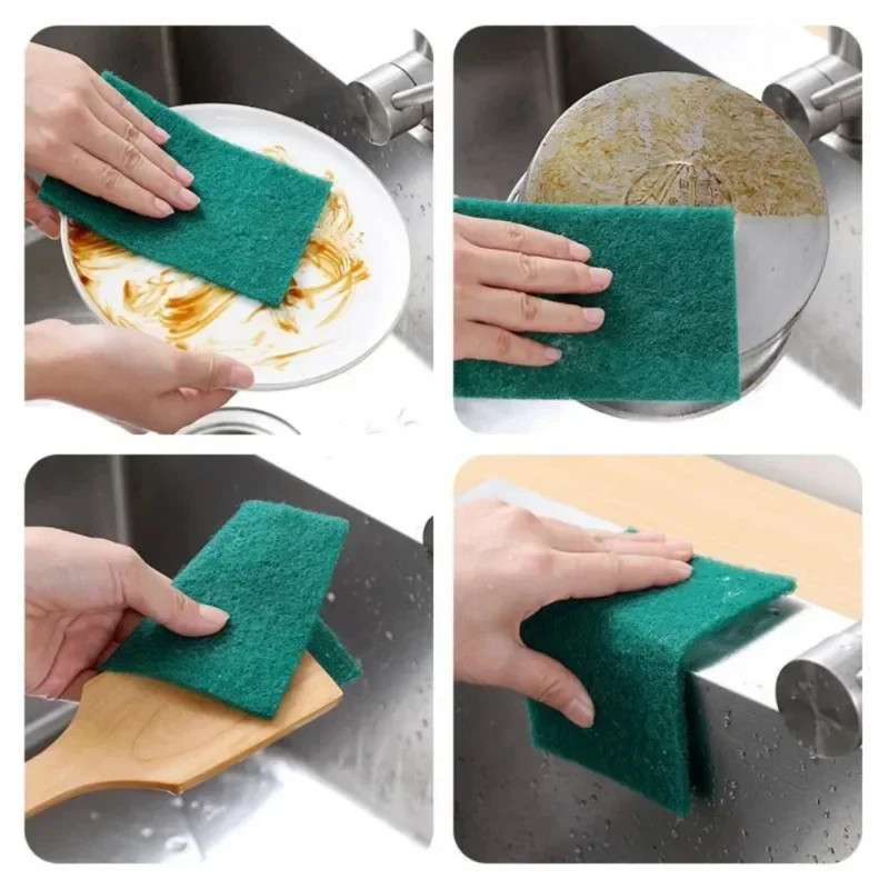 10-200Pcs Scrub Pads Household Kitchen Oil Removal Dishwashing Pot Pads Scratch