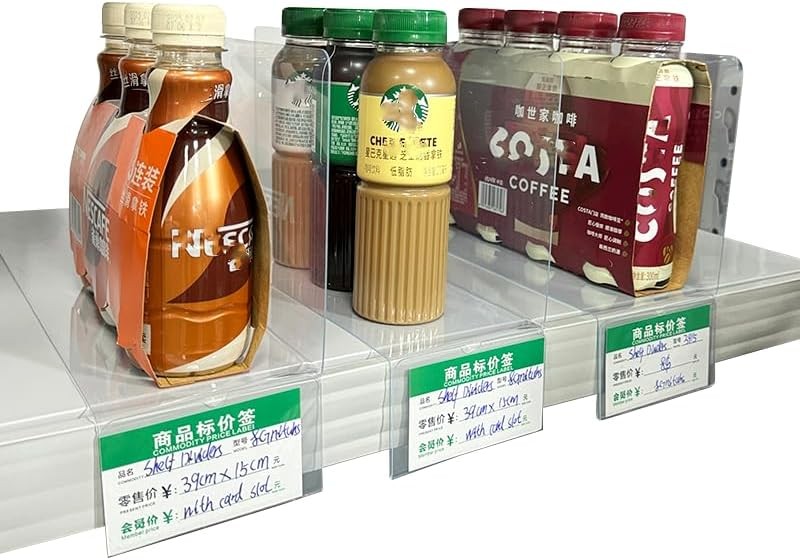 20 Pcs 39*15CM Transparent Shelf Dividers with Card Slot Adjustable Shelf