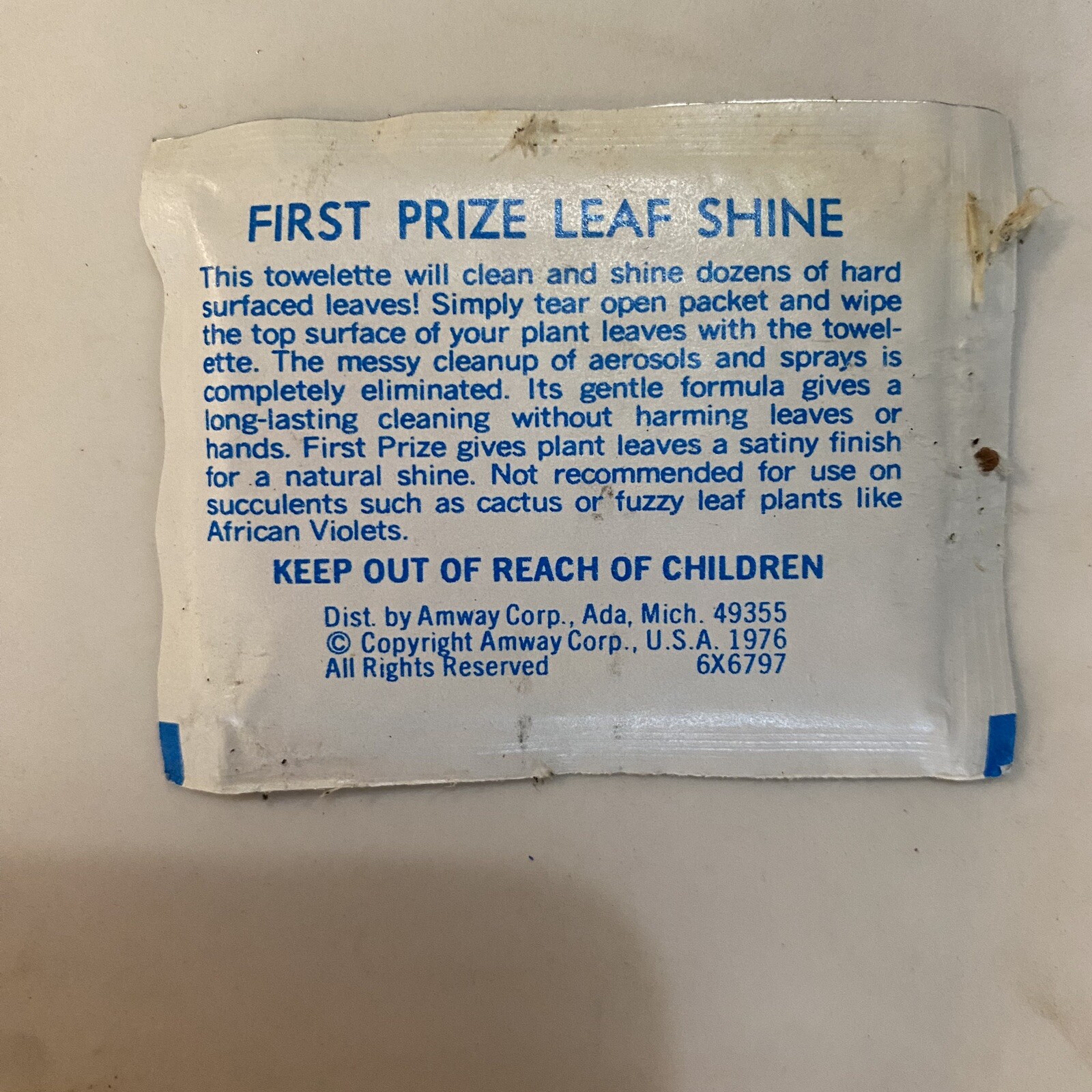 Vintage 1976 First Prize Leaf Shine Cleaning Towelettes In Box 10 Pack