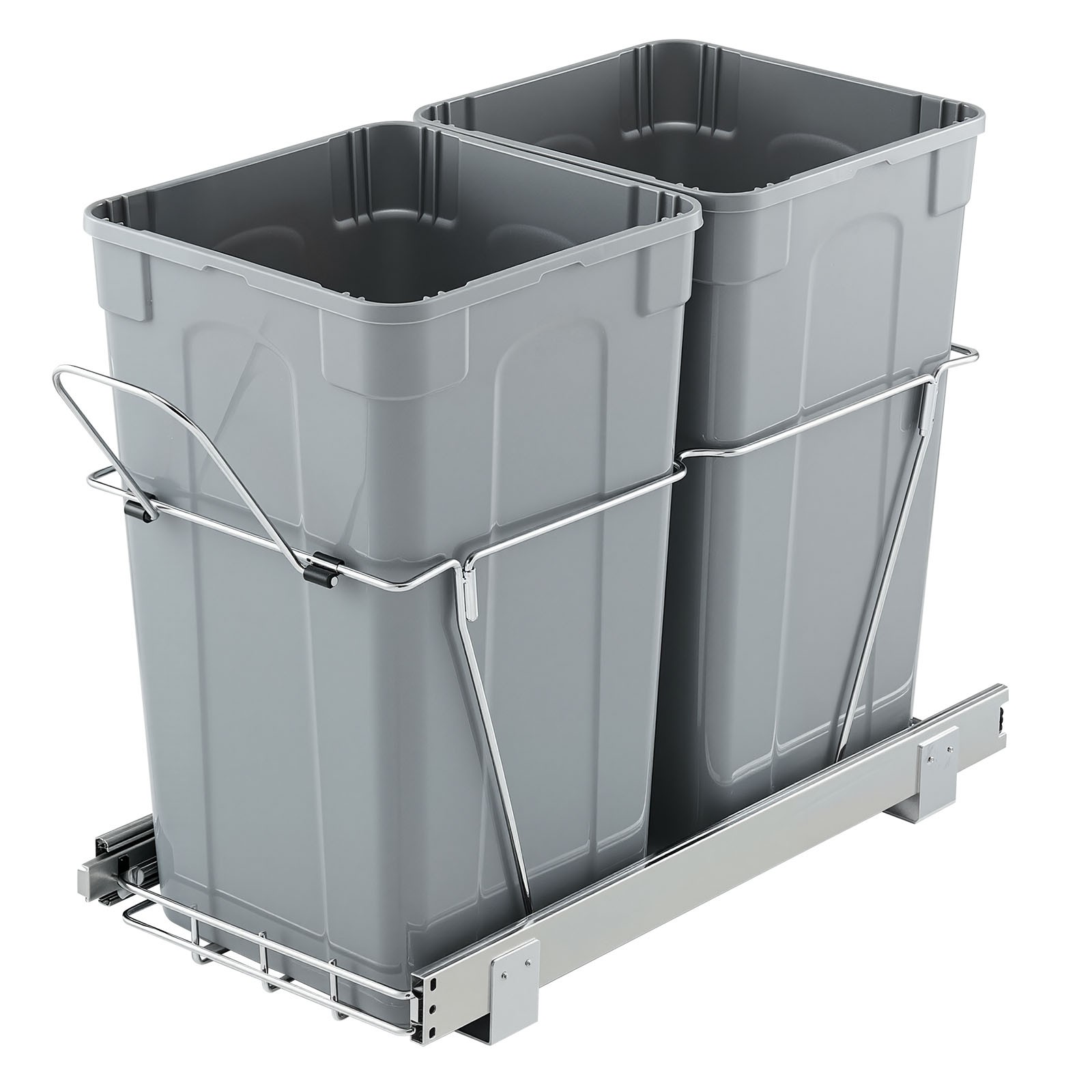 Uimoso Double 27QTx2 Pullout Waste Container Under Cabinet Kitchen Bin Trash Can