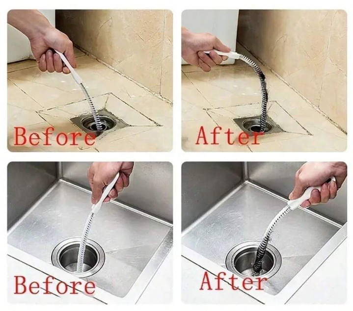 Flexible Pipe Dredging Brush Drain Cleaner for Sink, Hair and Clog Removal