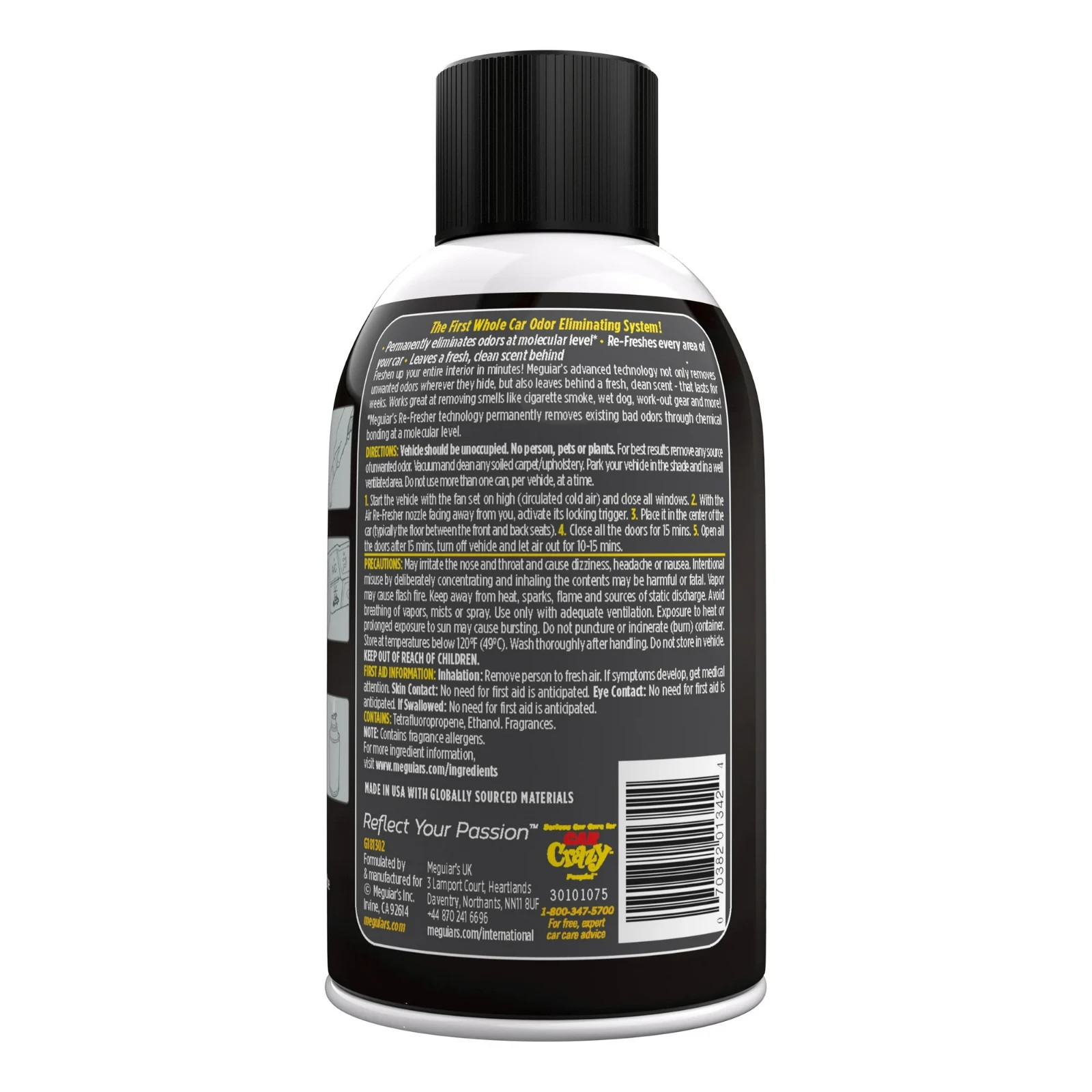 Meguiar’s G181302 Whole Car Air Re-fresher Odor Eliminator Mist, Black