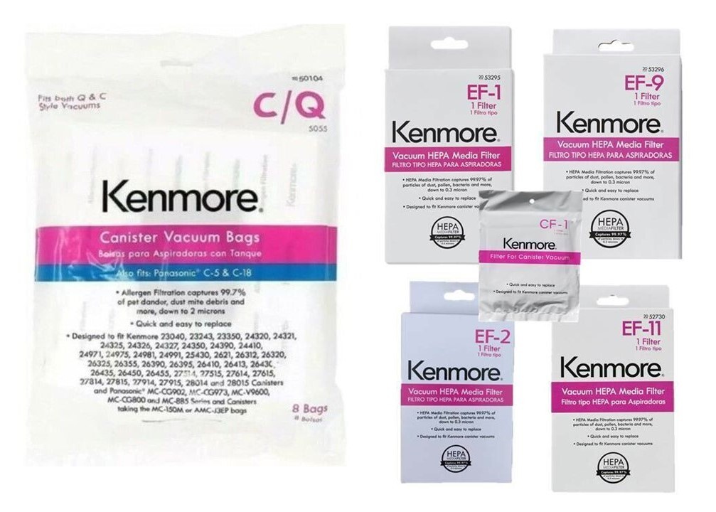 8 Kenmore Type CQ 5055 Canister Vacuum Cleaner Bags 50104 EF1 EF2 EF9 EF11 CF1