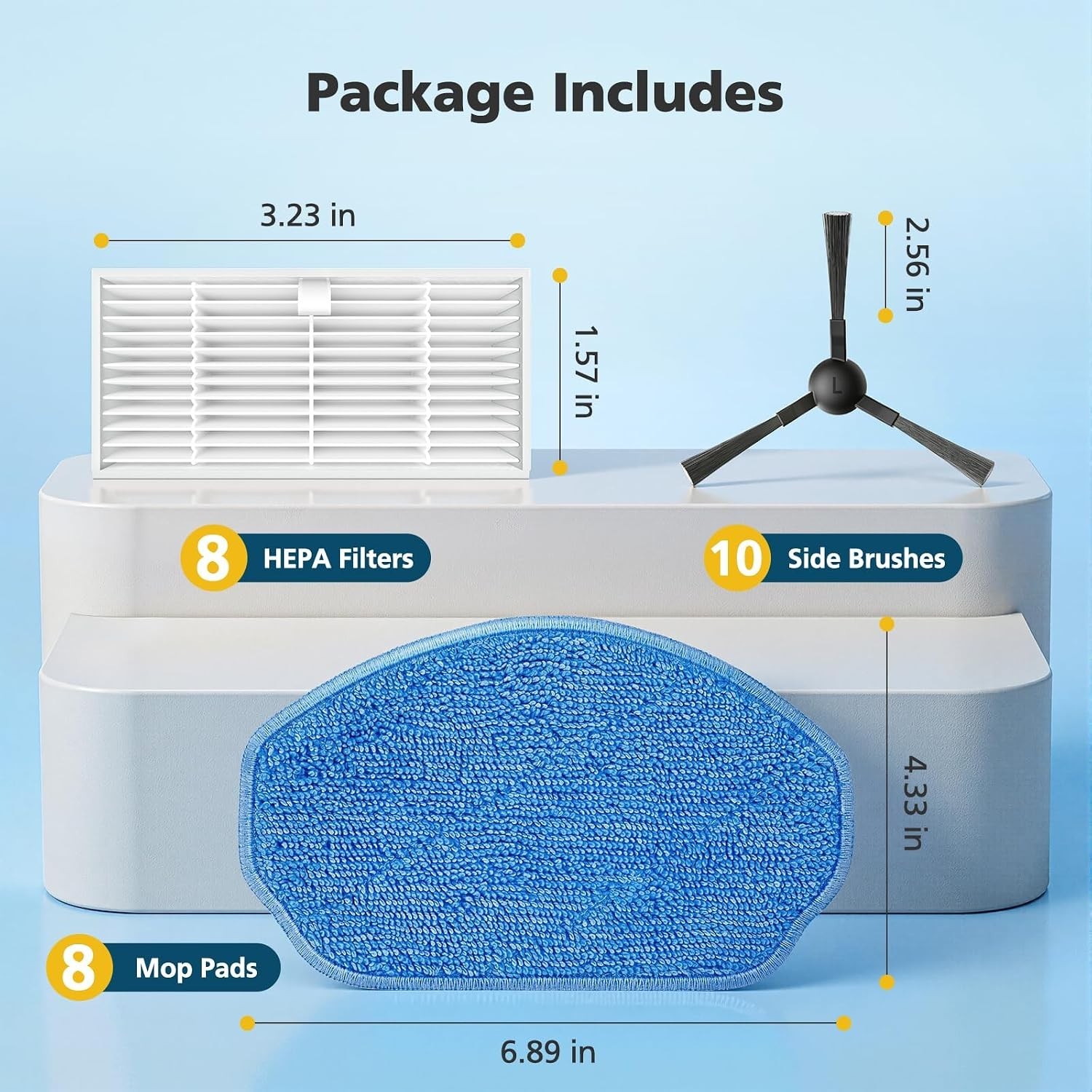 27 Pack Replacement Parts for BR151 Robot Vacuum Filters Mop Pads Side Brushes