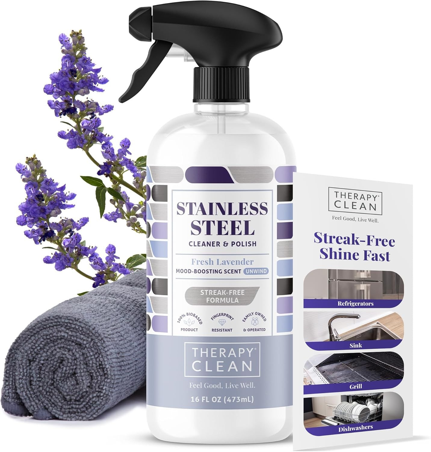 Therapy Stainless Steel Cleaner Polish Lavender Spray