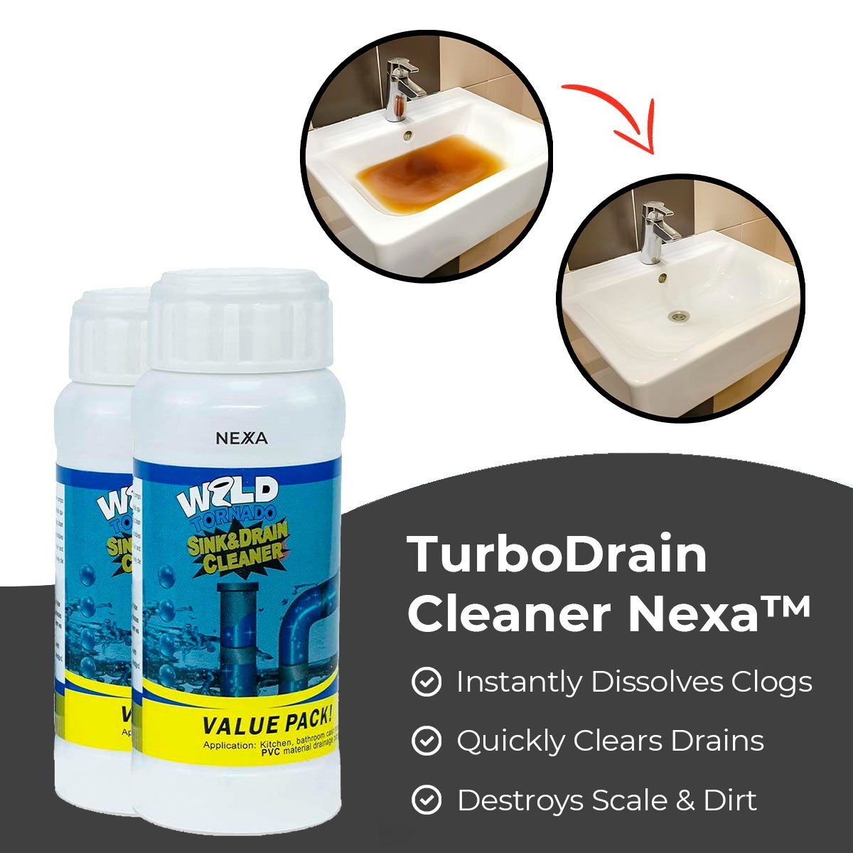 TurboClean Multi-Surface Powder Cleaner – Helps Reduce Buildup on Sinks, Drains