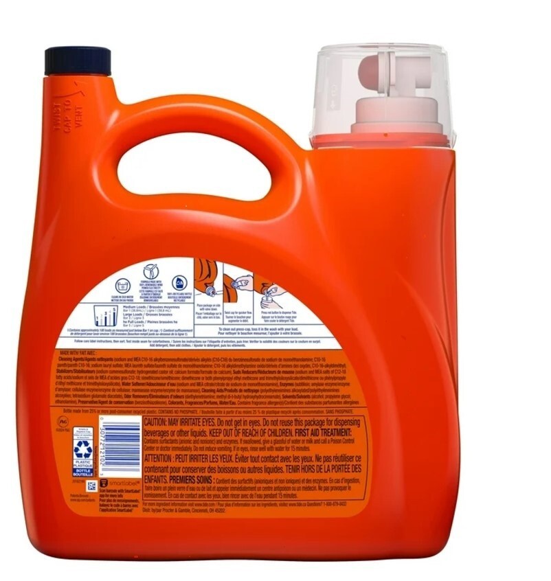 Tide Liquid Laundry Detergent, Clean Breeze, 100 Loads, 132 fl oz, HE Compatible