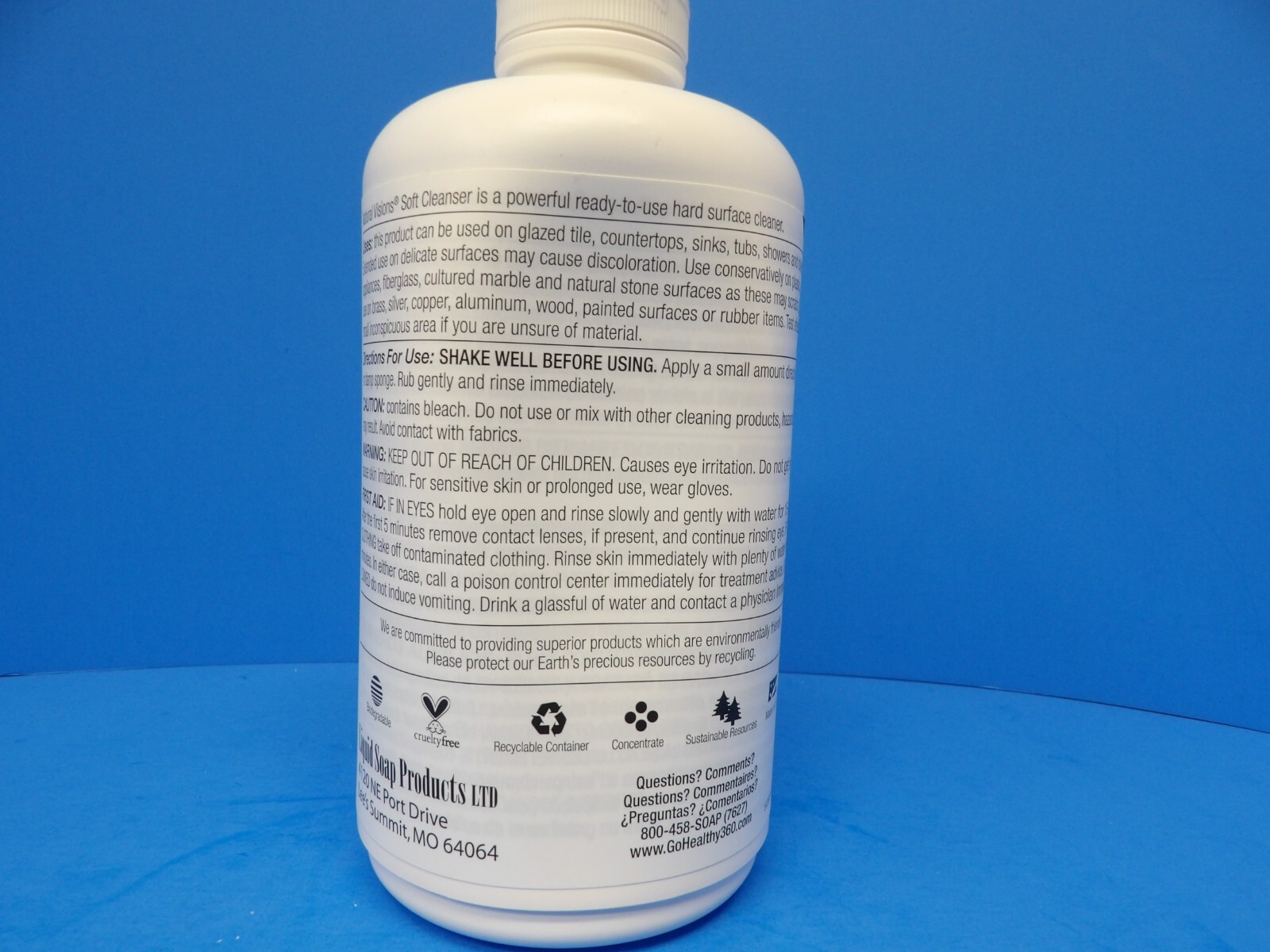 Natural Visions Soft Cleanser Hard Surface Cleaner 1 Liter NEW
