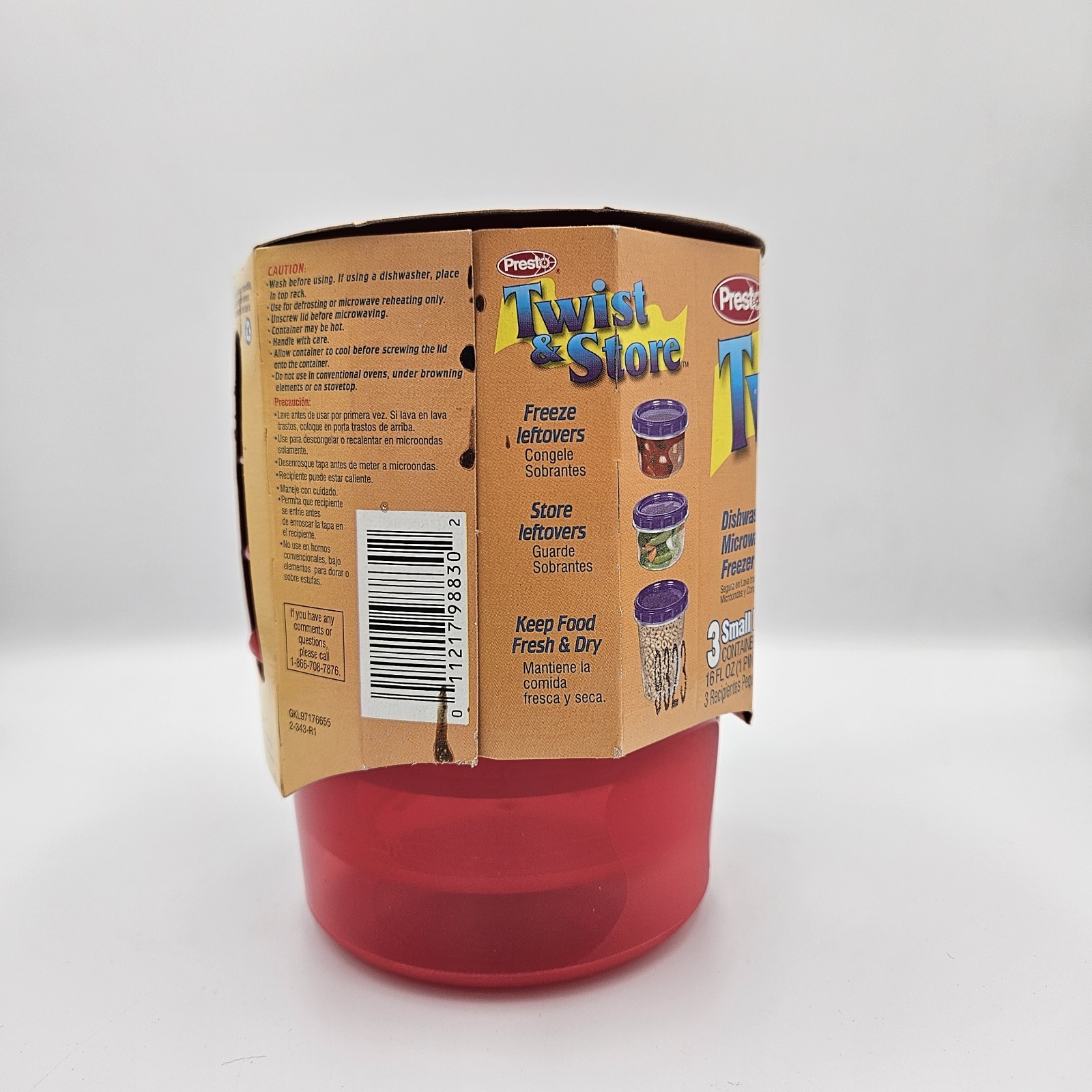 Vintage 2001 Presto Twist & Store 3 Pack 16 oz Round Food Storage Containers NOS