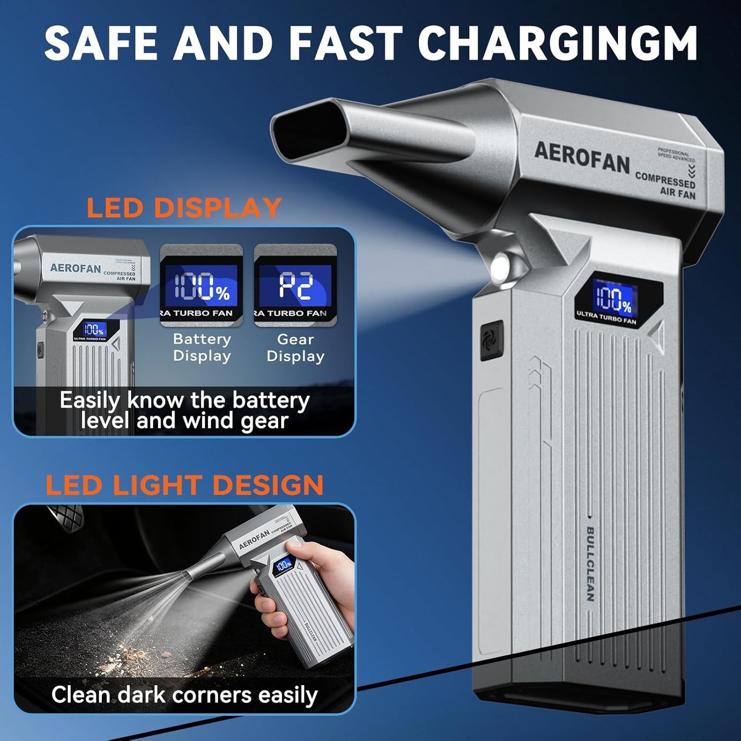Powerful Cordless Air Duster – 350,000 RPM Rechargeable Blower for Home & Car