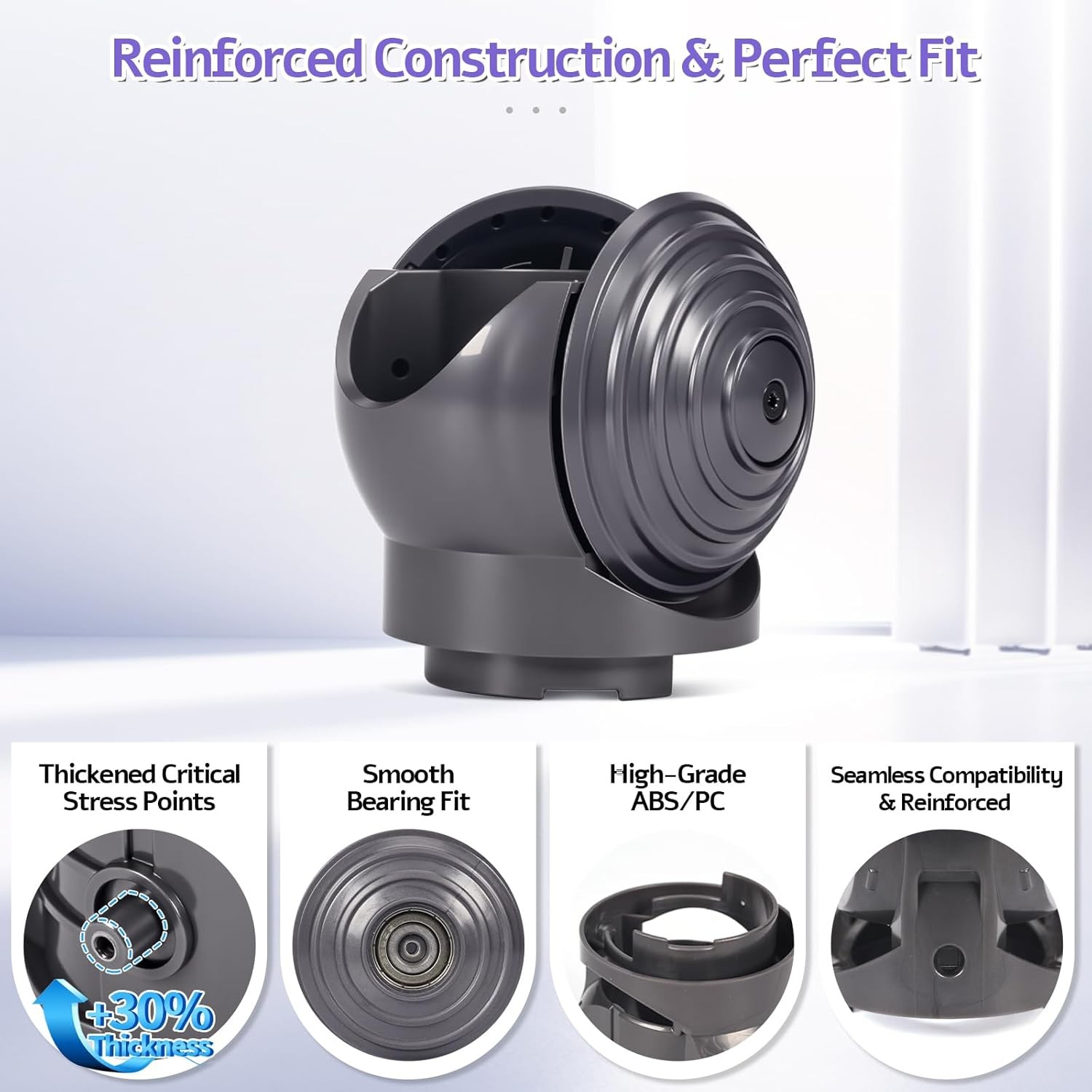 Torque Cleaner Head Connector+V-Ball Wheel Kit for Dyson Outsize V15 V11 V10