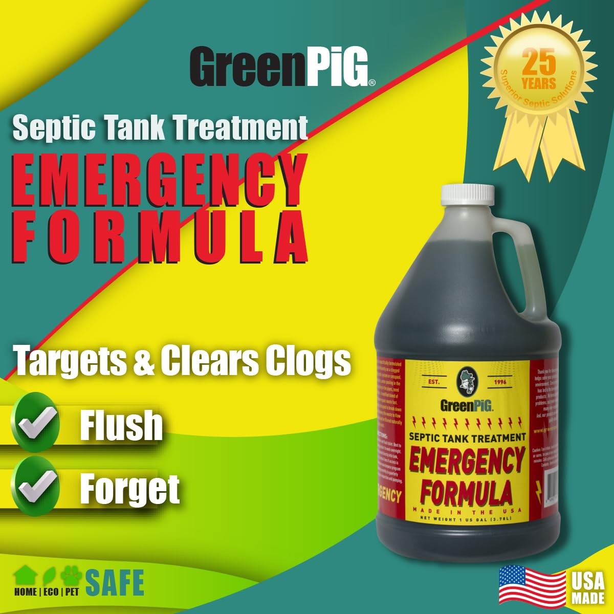Green Pig Drain Field Cleaner, Septic Safe Clog 128 Fl Oz (Pack of 1)